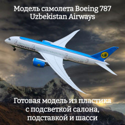 Модель самолета Boeing 787 Uzbekistan Airways 1:130 (с подсветкой салона)