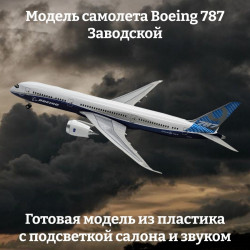 Модель самолета Boeing 787 Заводской - 31 см (с подсветкой и звуком)
