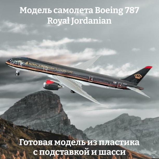 Модель самолета Boeing 787 Royal Jordanian длина 30 см (с шасси)